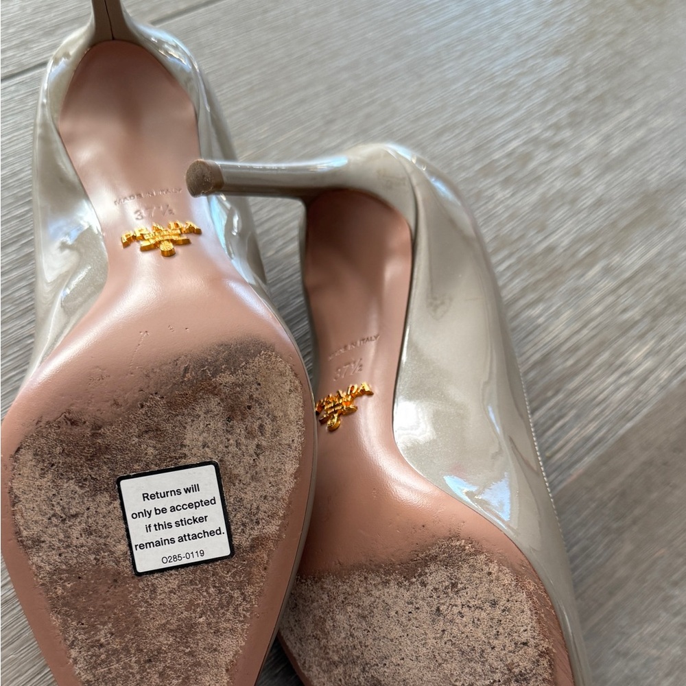 Prada Tan Patent Leather Stiletto Heels - Picture 3 of 4